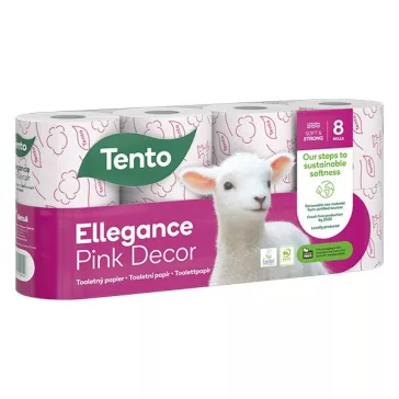   Toalettpapír TENTO Family pink dekor mintás 3 rétegű 8 tekercses