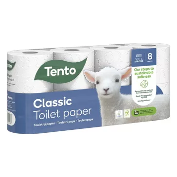 Toalettpapír TENTO Classic fehér 3 rétegű 8 tekercses