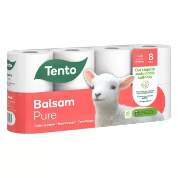   Toalettpapír TENTO Balsam pure fehér 3 rétegű 8 tekercses