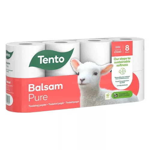 Toalettpapír TENTO Balsam pure fehér 8 tekercses 3 rétegű