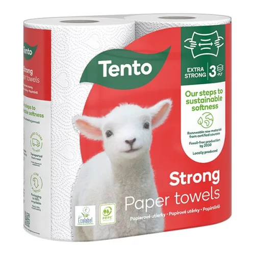 Kéztörlő tekercses háztartási TENTO Strong 2 tekercses 3 rétegű