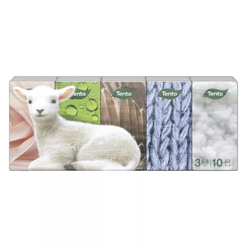 Papírzsebkendő TENTO Natural soft 3 rétegű 10x10 darabos