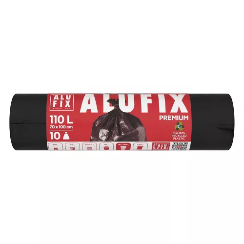Szemeteszsák ALUFIX 110L 37 mikronos EXTRA erős fekete 10 darabos