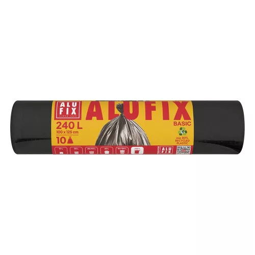 Szemeteszsák ALUFIX 240L 20 mikronos ECO fekete 10 darabos