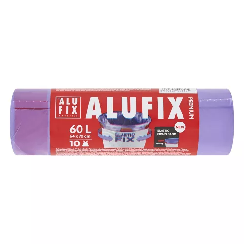 Szemeteszsák ALUFIX 60L Prémium Elastic FIX zárószalaggal Lila 10 darabos