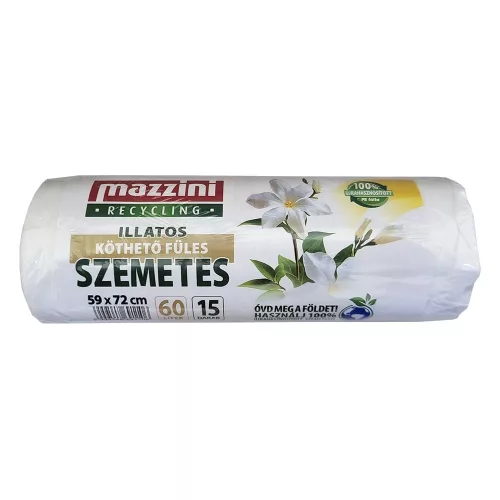 Szemeteszsák MAZZINI illatosított virágos húzófüles 59x72 cm 60L 15 darabos