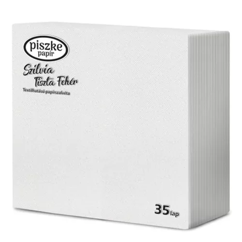 Szalvéta PISZKE Tiszta 2 rétegű 33x33 cm 1/4 hajtogatott 35 lapos fehér