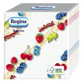   Szalvéta REGINA Berries 1 rétegű 30x30 cm 1/4 hajtogatott 45 lapos apró gyümölcsök