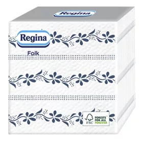   Szalvéta REGINA Folk Kékfestő 1 rétegű 33x33 cm 1/4 hajtogatott 45 lapos kék virág