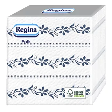   Szalvéta REGINA Folk Kékfestő 1 rétegű 33x33 cm 1/4 hajtogatott 45 lapos kék virág
