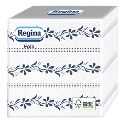 Szalvéta REGINA Folk Kékfestő 1 rétegű 33x33 cm 1/4 hajtogatott 45 lapos kék virág