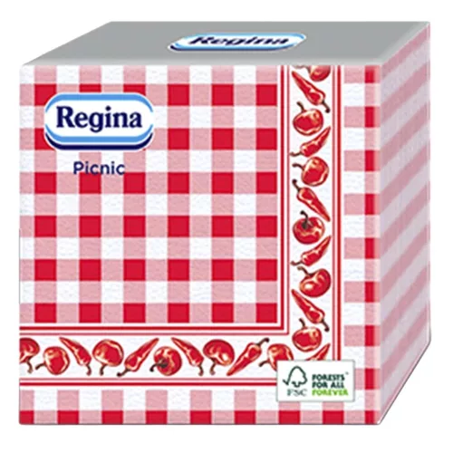 Szalvéta REGINA Picnic 1 rétegű 33x33 cm 1/4 hajtogatott 45 lapos magyaros paprikával díszített