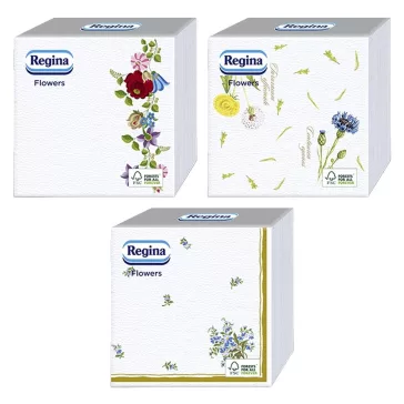   Szalvéta REGINA Virág 1 rétegű 33x33 cm 1/4 hajtogatott 45 lapos vegyes mintás