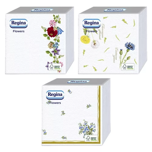 Szalvéta REGINA Virág 1 rétegű 33x33 cm 1/4 hajtogatott 45 lapos vegyes mintás
