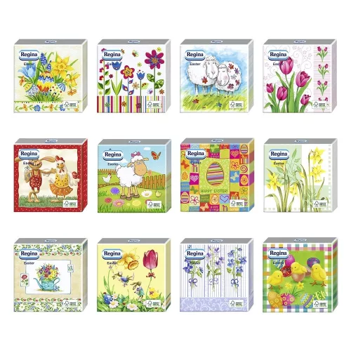 Szalvéta REGINA Húsvéti 1 rétegű 33x33 cm 20 lapos vegyes mintás