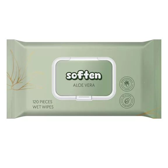 Nedves törlőkendő SOFTEN aloe vera 120 darabos Nedves törlőkendő SOFTEN aloe vera 120 darabos