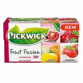   Gyümölcstea PICKWICK Fruit Fusion piros variációk cseresznye-áfonya-eper-citrus-bodza-krémes eper 20 filter/doboz