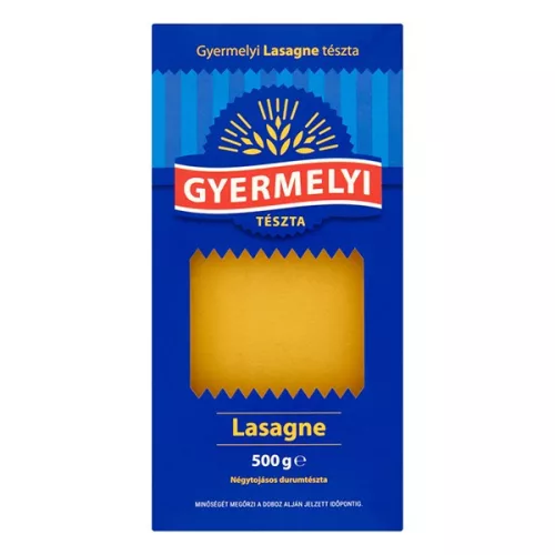 Száraztészta lasagne GYERMELYI durum 4 tojásos 500 g