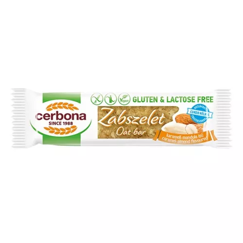Zabszelet CERBONA étcsokoládés karamellás és mandulás gluténmentes 40 g
