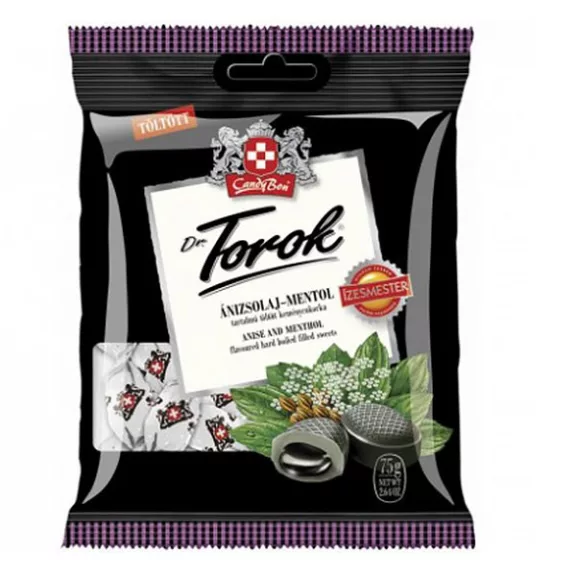 DR TOROK Töltött keménycukorka DR. TOROK ánizsolajjal és mentollal 75 g DR TOROK Töltött keménycukorka DR. TOROK ánizsolajjal és mentollal 75 g