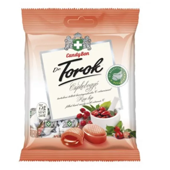 DR TOROK Töltött keménycukorka DR. TOROK csipkebogyóval és C-vitaminnal 75 g DR TOROK Töltött keménycukorka DR. TOROK csipkebogyóval és C-vitaminnal 75 g