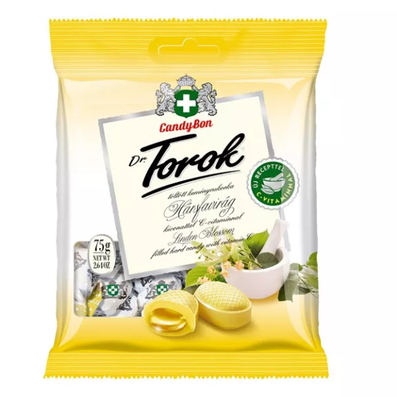 DR TOROK Töltött keménycukorka DR. TOROK hársfavirággal, C-vitaminnal 75 g DR TOROK Töltött keménycukorka DR. TOROK hársfavirággal, C-vitaminnal 75 g