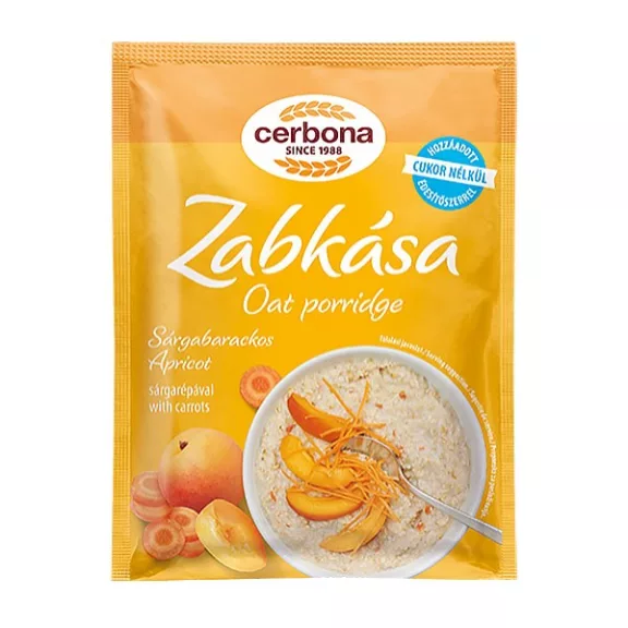 Zabkása CERBONA sárgabarackkal hozzáadott cukor nélkül 50 g Zabkása CERBONA sárgabarackkal hozzáadott cukor nélkül 50 g