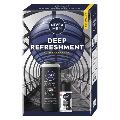 Ajándékcsomag NIVEA Men deep Active clean