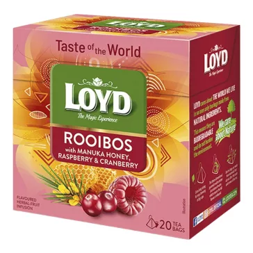   Gyümölcstea LOYD Piramis Rooibos méz-málna-áfonya 20x1,7 g