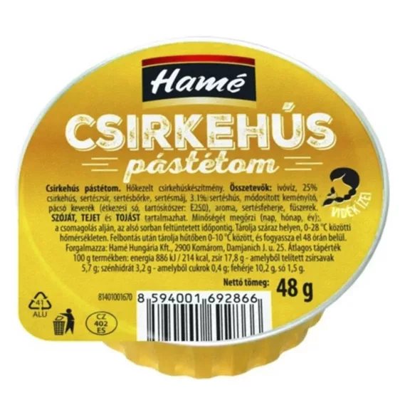Csirkehús pástétom HAMÉ 48 g Csirkehús pástétom HAMÉ 48 g
