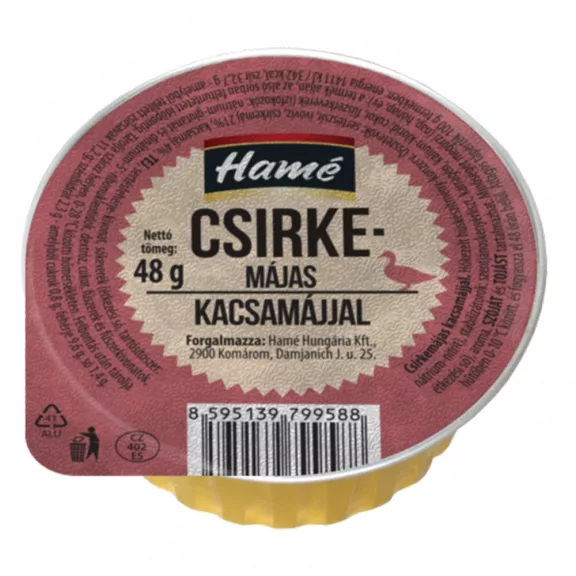 Csirkemáj pástétom HAMÉ kacsamájjal 48 g Csirkemáj pástétom HAMÉ kacsamájjal 48 g