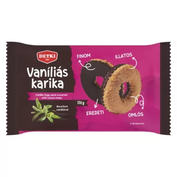   Keksz DETKI vaniliás karika étcsokoládés bevonóval 150 g