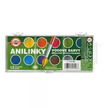   Vízfesték KOH-I-NOOR brillant aquarell 22,5 mm kerek 12 darabos