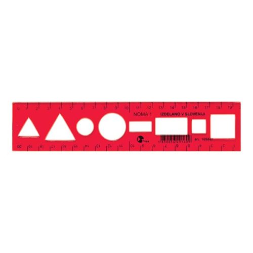 Sablon vonalzó OPTIMA piros 20cm