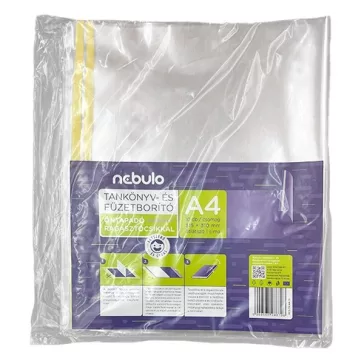   Tankönyvborító NEBULO A/4 öntapadós csíkkal víztiszta 65mic 51,5x31 cm 10 darabos