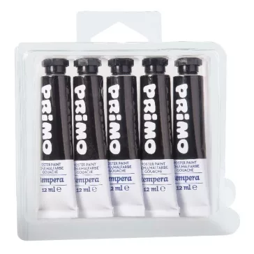 Tempera PRIMO fekete 12 ml 5 darabos
