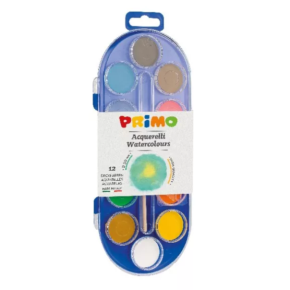 Vízfesték PRIMO 30 mm ecsettel 12 darabos Vízfesték PRIMO 30 mm ecsettel 12 darabos