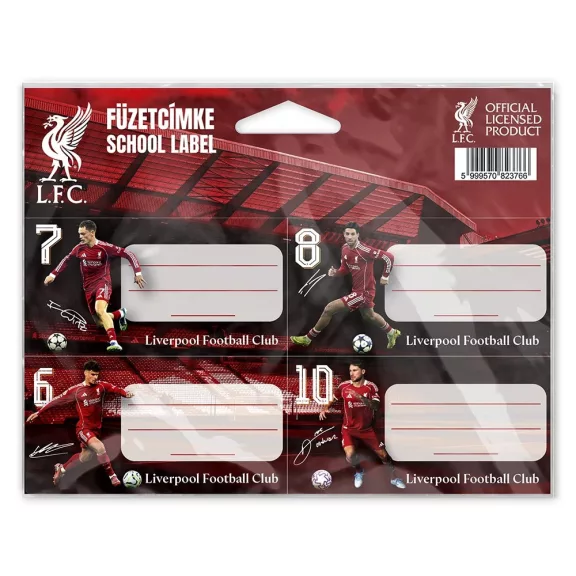Füzetcímke LIVERPOOL 12 darabos Füzetcímke LIVERPOOL 12 darabos