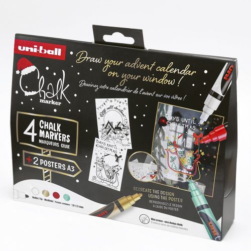 Folyékony kréta UNI PWE-5M Karácsonyi kiadás Tradicionális színek 4 darabos