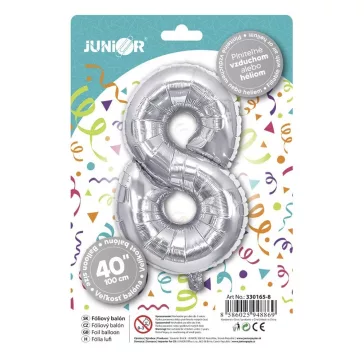 Lufi JUNIOR szülinapos 8-as szám 100 cm ezüst