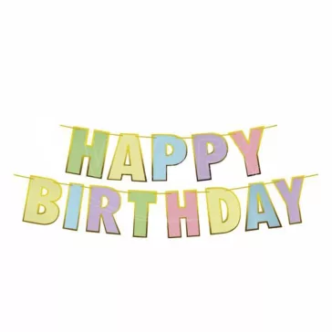   Girland JUNIOR színes papír happy birthday feleiratos 16x20 cm betűk+ 5m zsínór