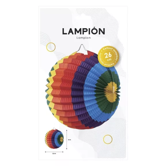 Lampion gömb JUNIOR színes papír szivárvány 26x22,5 cm Lampion gömb JUNIOR színes papír szivárvány 26x22,5 cm