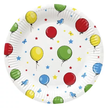   Lapostányér eldobható papír JUNIOR lufi mintás 23 cm 8 darabos