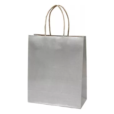   Dísztasak CREATIVE Classic Simple M 22x25x10 cm kraft egyszínű ezüst sodort füles