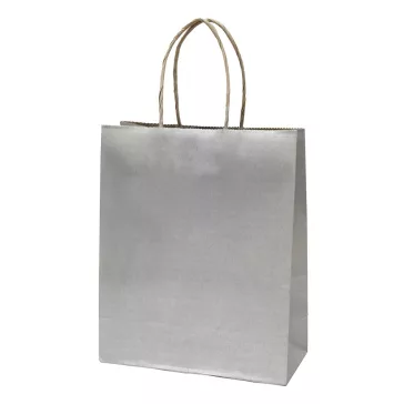   Dísztasak CREATIVE Classic Simple M 22x25x10 cm kraft egyszínű ezüst sodort füles