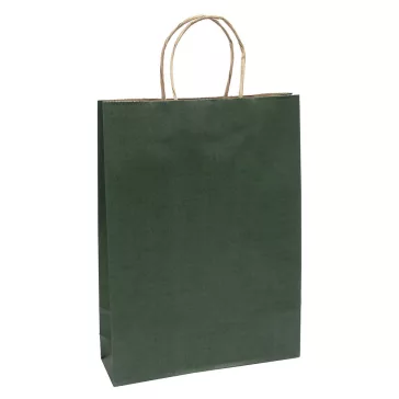   Dísztasak CREATIVE Classic Simple L 26x35x8 cm kraft egyszínű sötétzöld sodort füles