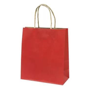  Dísztasak CREATIVE Classic Simple M 22x25x10 cm kraft egyszínű piros sodort füles