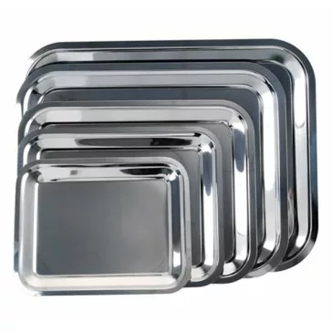   - Tálca szögletes rozsdamentes acél krómozott 45 x 35,5 cm