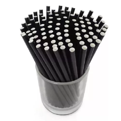 - Szívószál papír fekete  6mmx230mm 100 darabos