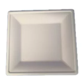   - Szögletes eldobható papírtányér  KOMP cukornád lebomló 20x20 cm natúr 50 darabos
